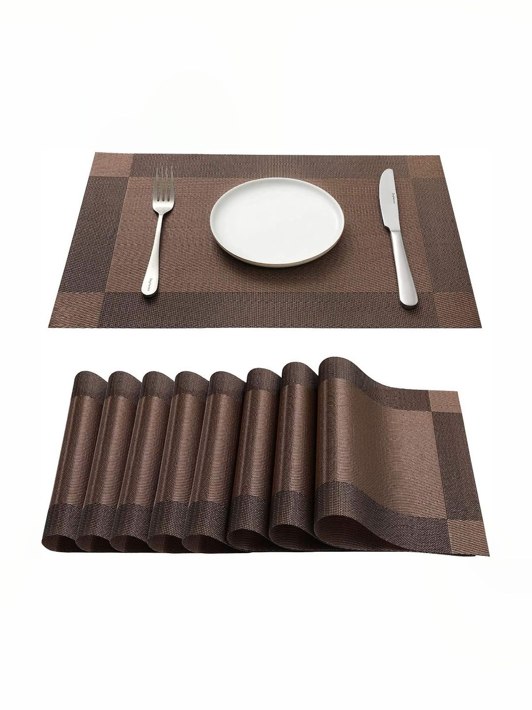 Baskety 8Pc Brown Washable Table Placemats-picture-13