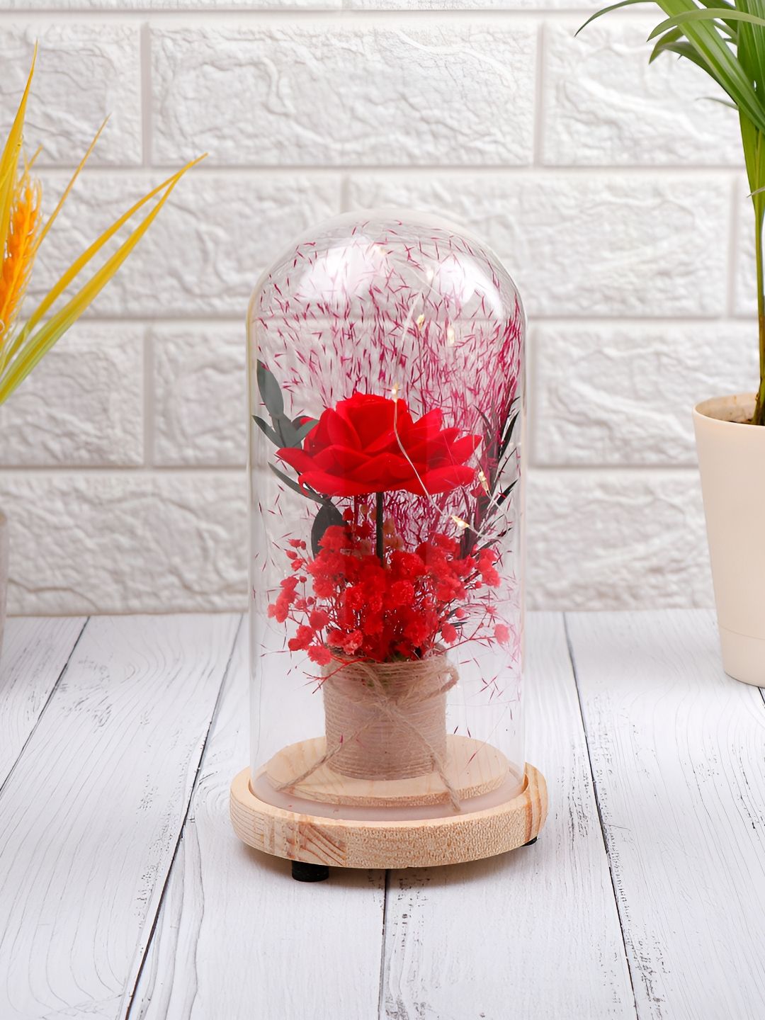 Archies Red Flowers LED Glass Figurine Showpiece-picture-20