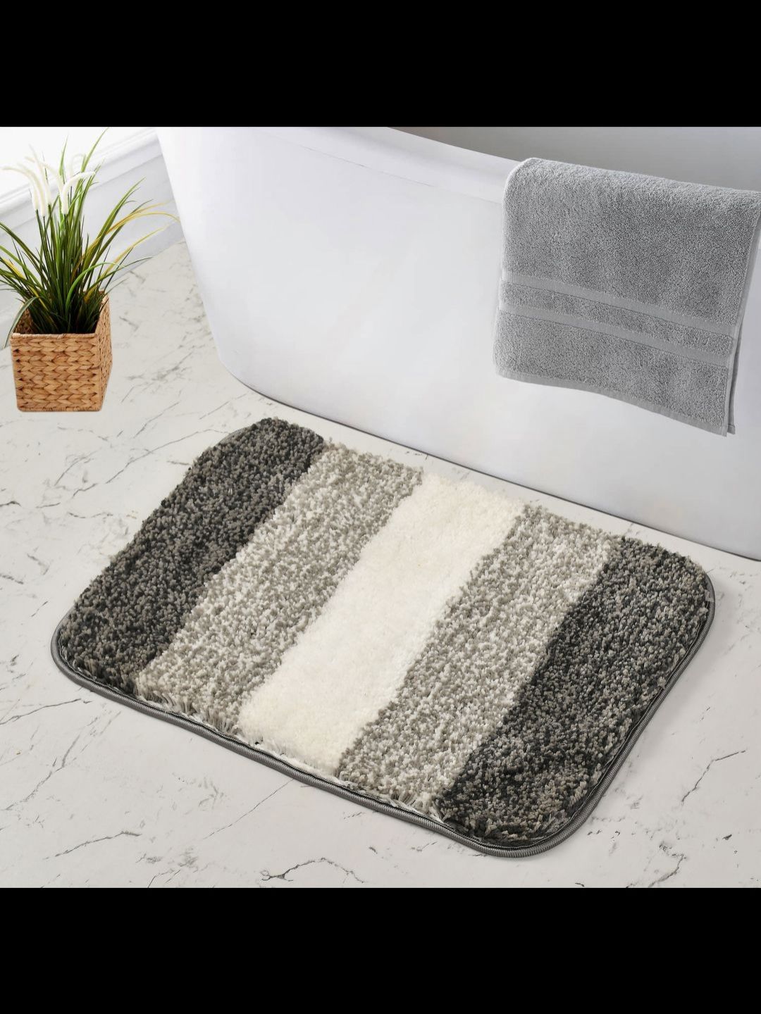 MAA HOME CONCEPT Grey & White Self-Designed Anti Skid Doormats-image-32
