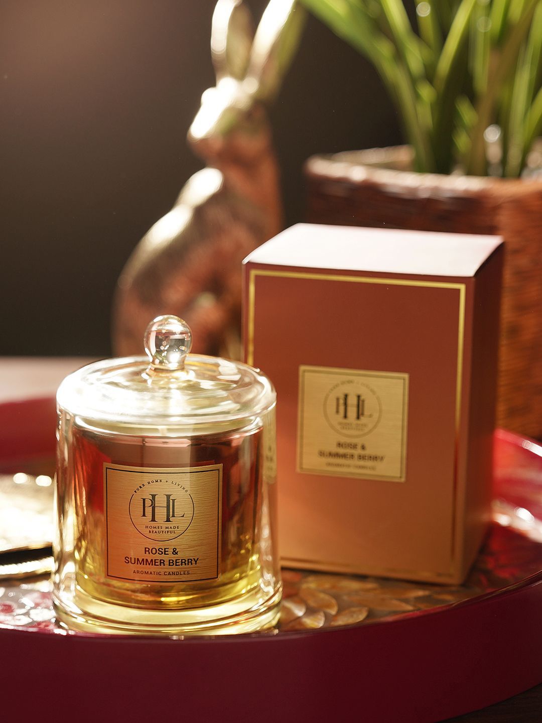 Pure Home and Living Yellow & White Rose & Summer Berry Scented Candle with Cloche