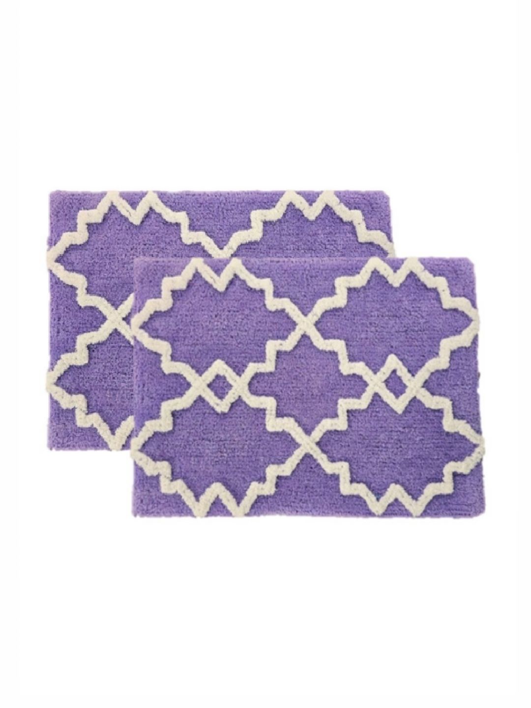 Aura 2-Pcs Purple & White Self-Designed 1800 GSM Cotton Anti Skid Bath Rugs-picture-38