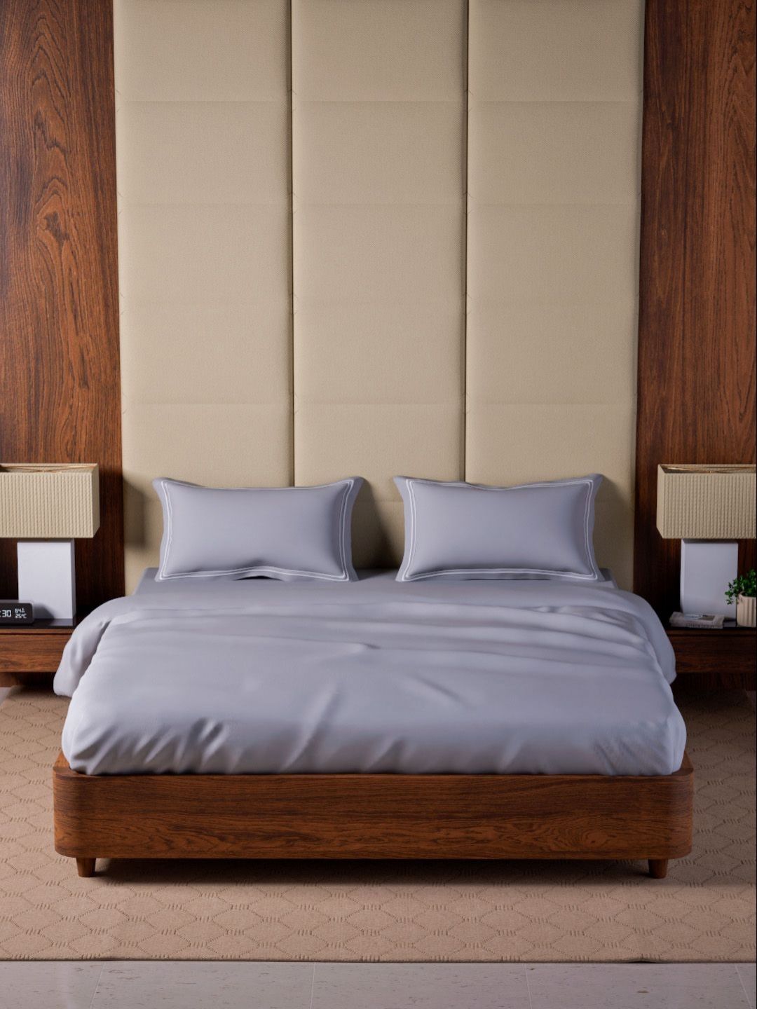 Mulberry Living Silver-Toned King Bedsheet with 2 Pillow Covers-picture-41