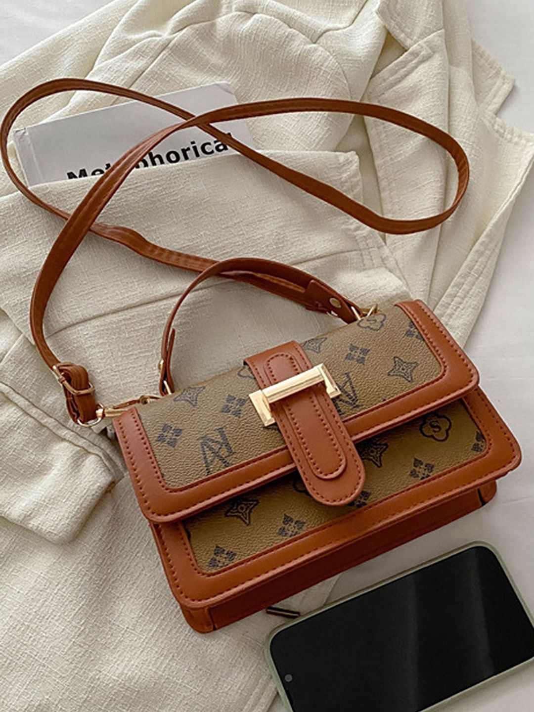 LULU & SKY PU Structured Handheld Bag with Cut Work-picture-12