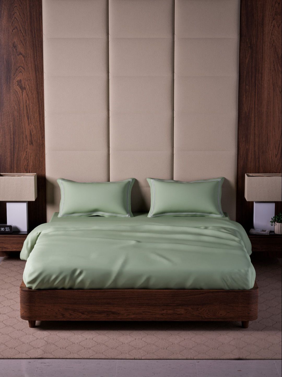 Mulberry Living Green King Bedsheet with 2 Pillow Covers-image-44