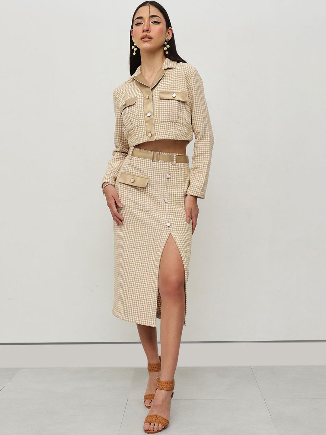 HOUSE OF S Self Design Shirt With Skirt-picture-13