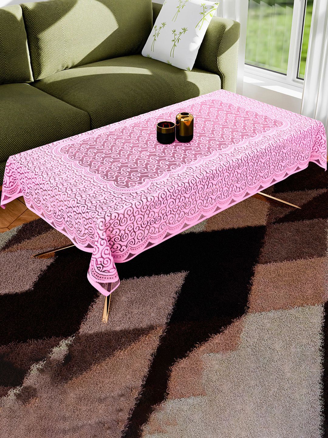 Kuber Industries Pink Zig Zag Printed Cotton 4-Seater Table Cover-picture-11