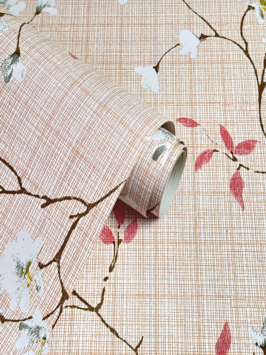 ANNA CREATIONS Beige & White Printed Self-Adhesive Waterproof Wall Sticker-picture-36