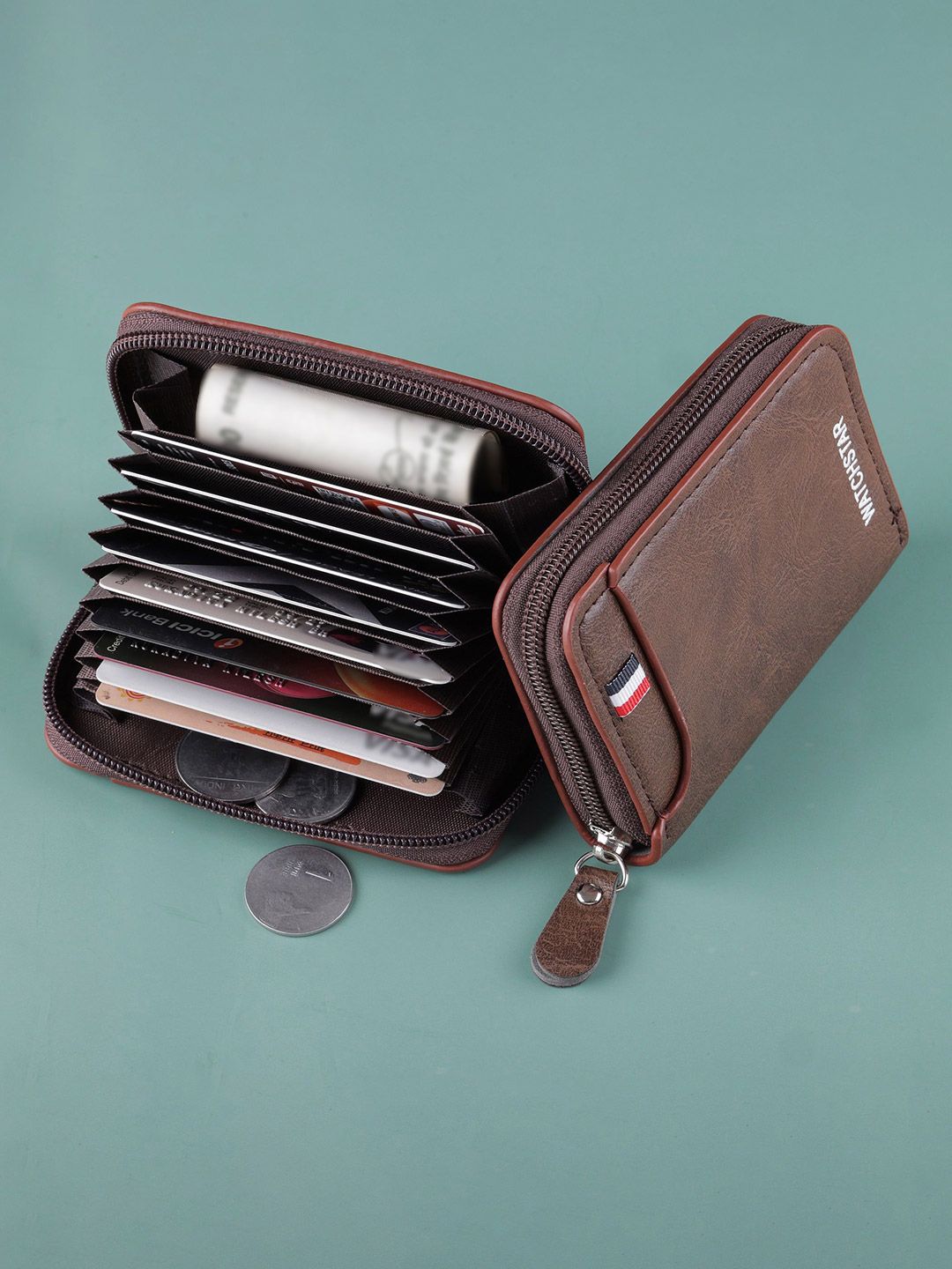 WATCHSTAR Men Zip Detail Leather Card Holder-picture-56