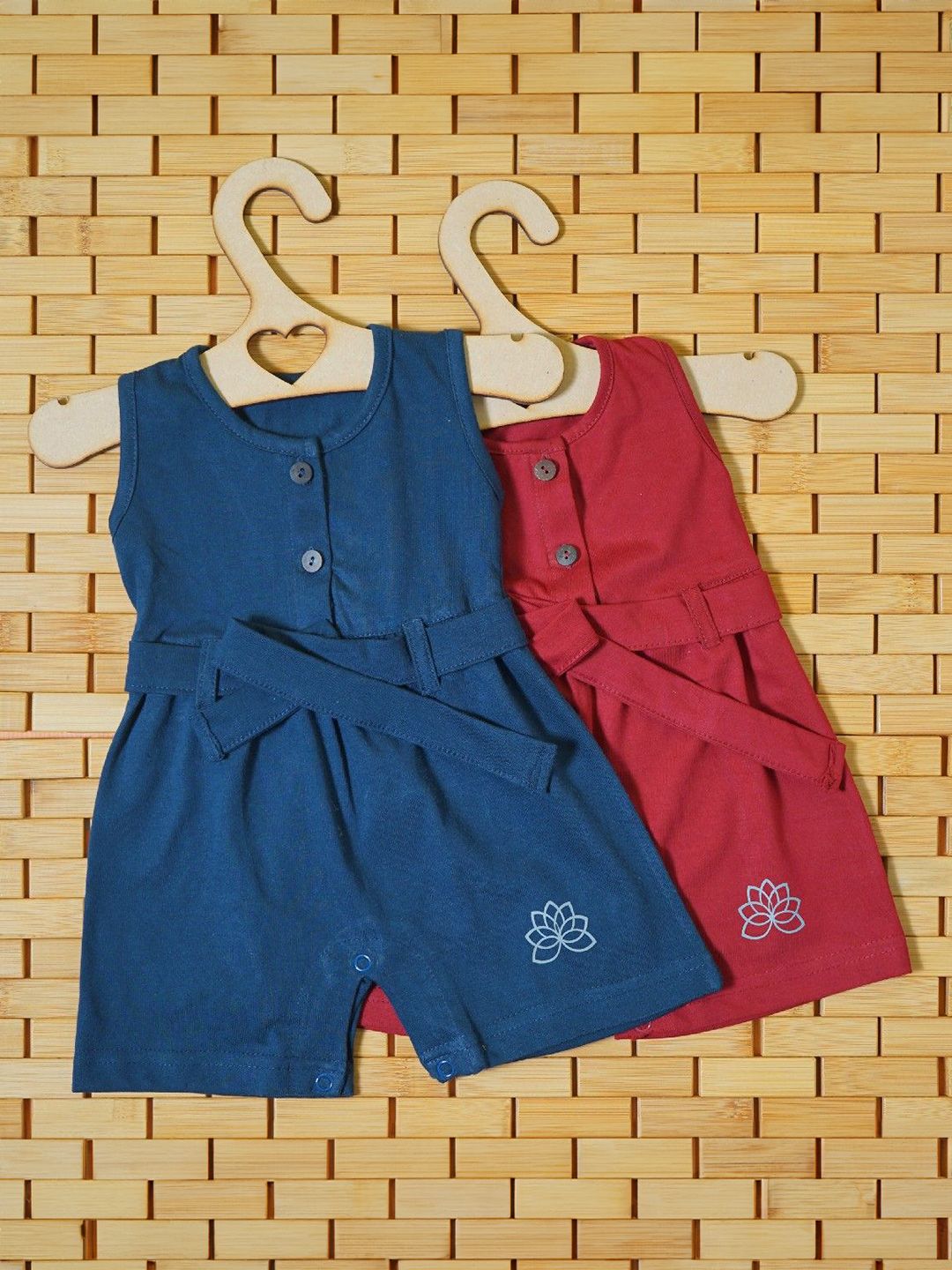 THE MAPLES FASHION Infant GirlsPack of 2 Hosiery Cotton Knee LengthDress With Belt-picture-37