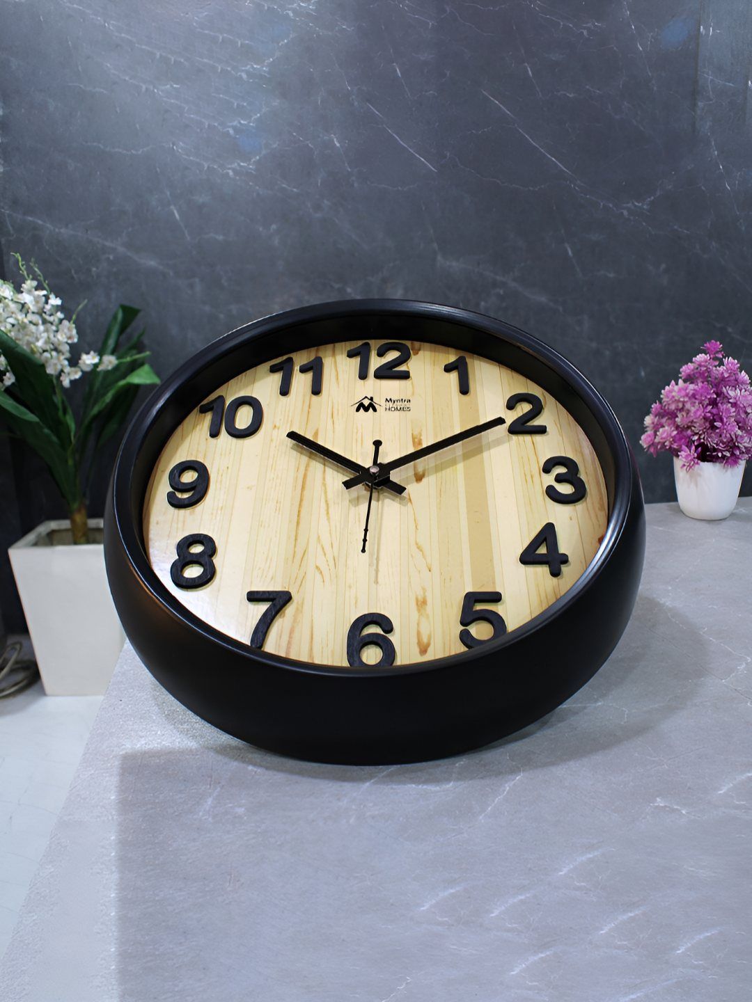 myntra elegant homes Myntra Elegant Homes12" Embossed Dial Wall Clock Brown Contemporary Wall Clock-picture-15