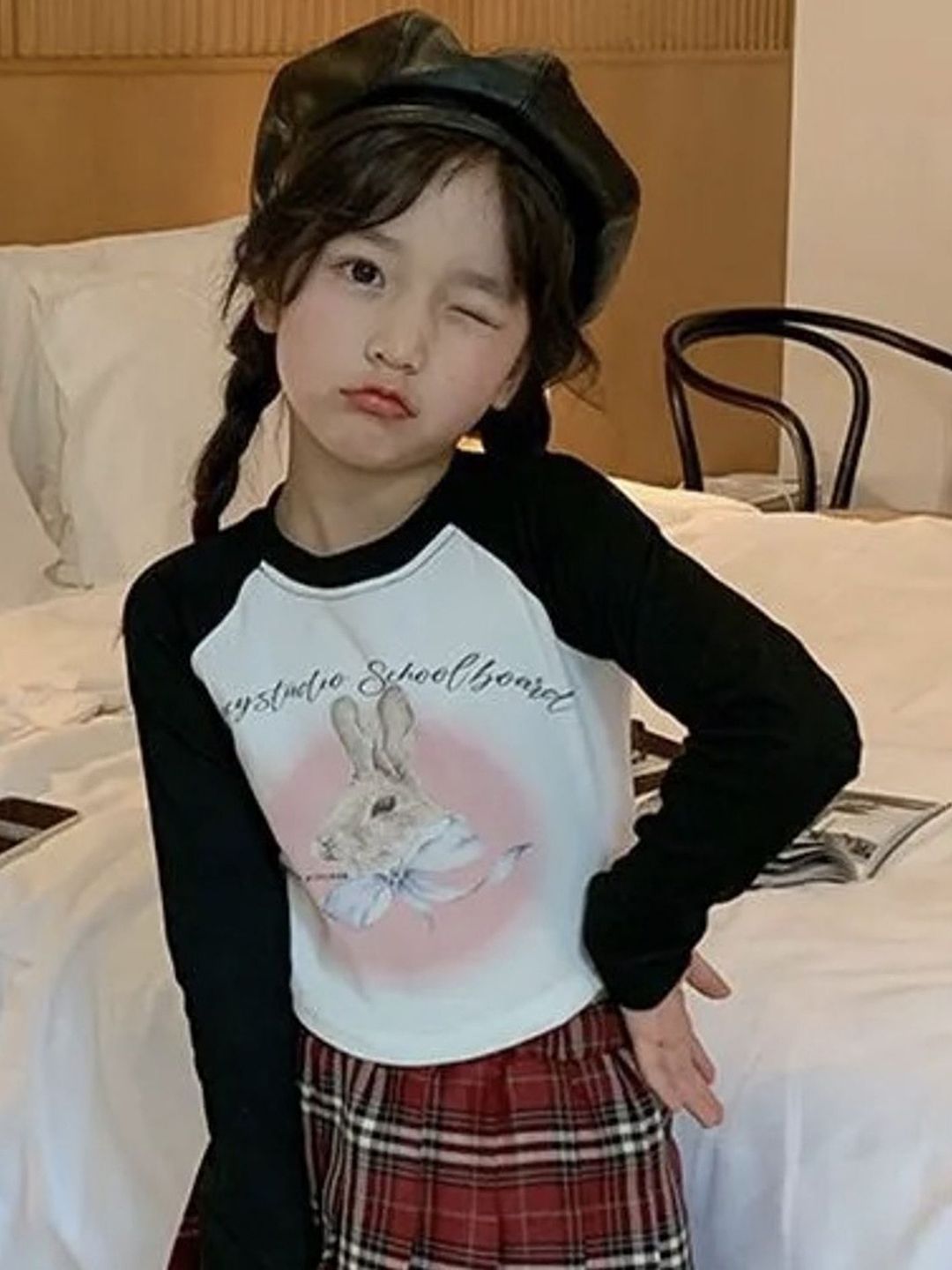 LULU & SKY Girls Printed V-Neck Extended Sleeves Pockets T-shirt-picture-24