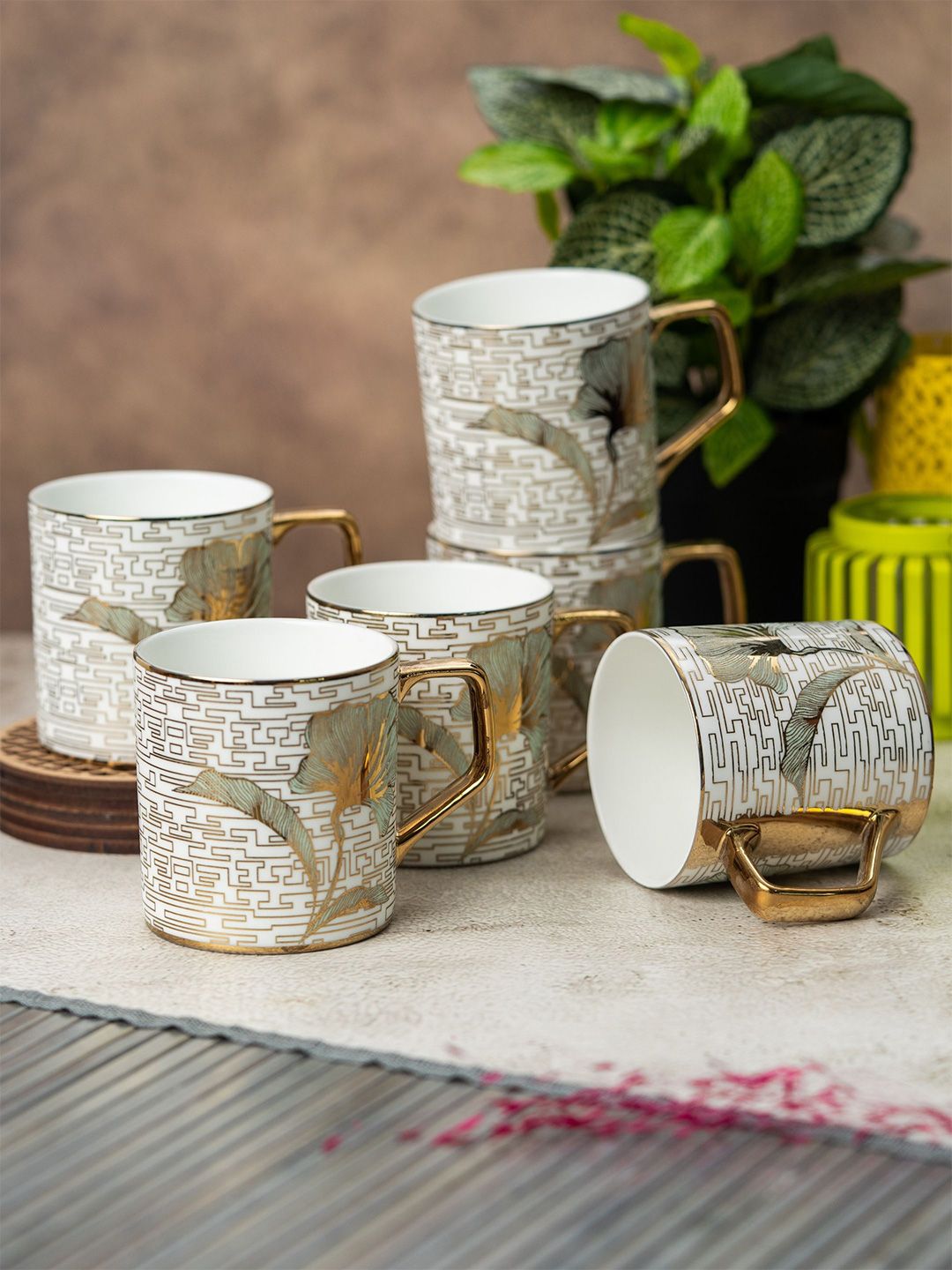 Clay Craft Fine Ceramic Director Coffee Mugs Set Of 6-215 ML Each, Mugs For Coffee-picture-28