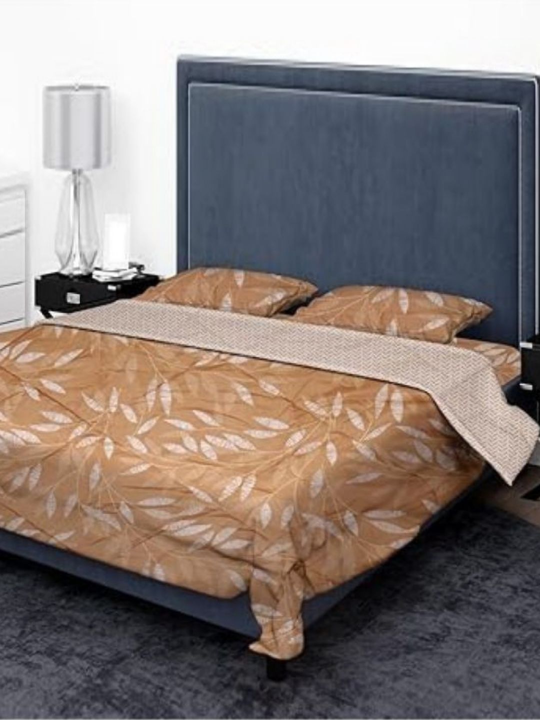 Crest Innovative Lives Brown & White Floral Microfiber Heavy Winter 400 GSM Double Bed Comforter-picture-25