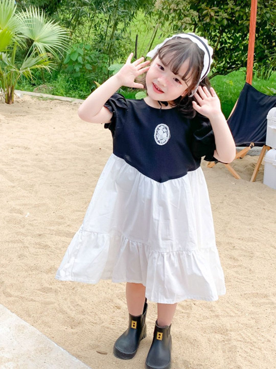 LULU & SKY Floral Colourblocked Fit & Flare Dress-picture-24