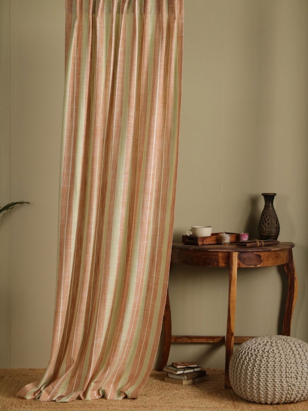 Peepul Tree Rust Sheer Long Door Curtain-image-2