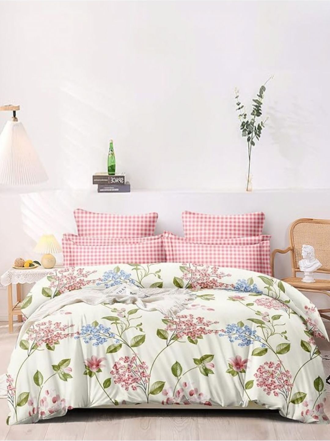 Crest Innovative Lives White & Green Floral Microfiber Heavy Winter 400 GSM Double Bed Comforter-picture-17