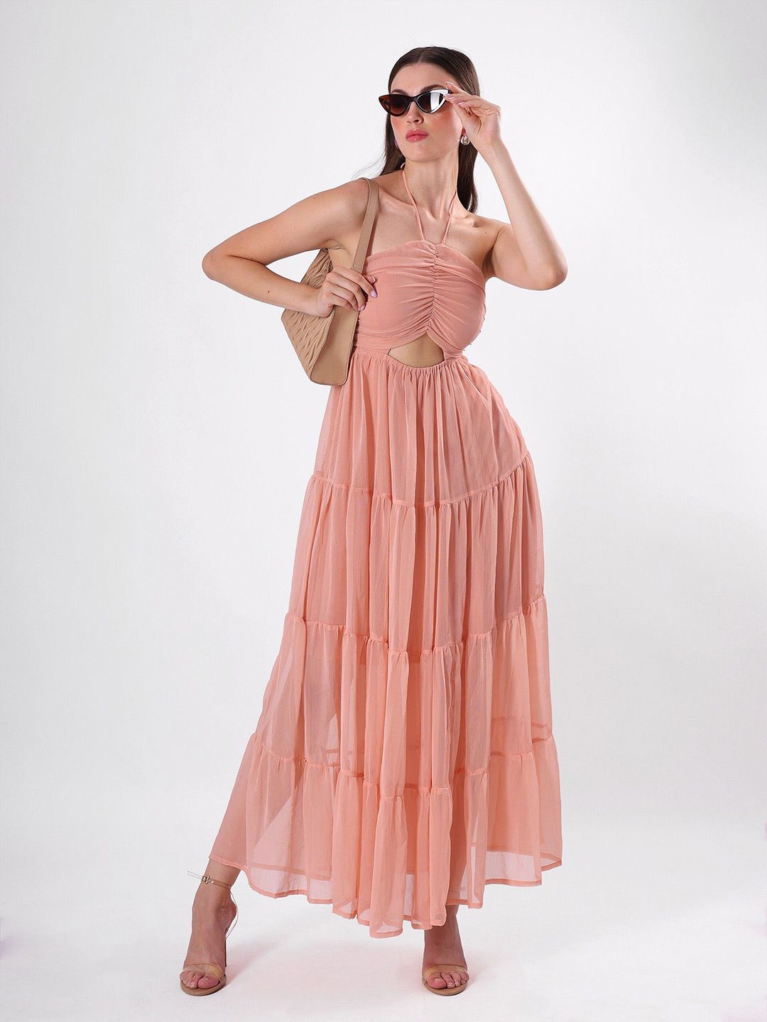 Halter Neck Max Chiffon Dresses with Slit Azalea Plus Size main image 1