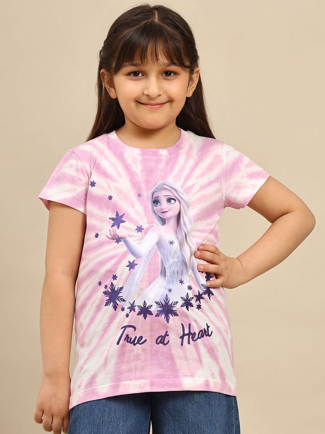 Kids Ville Girls Frozen Printed Round Neck Pure Cotton T-shirt-picture-58