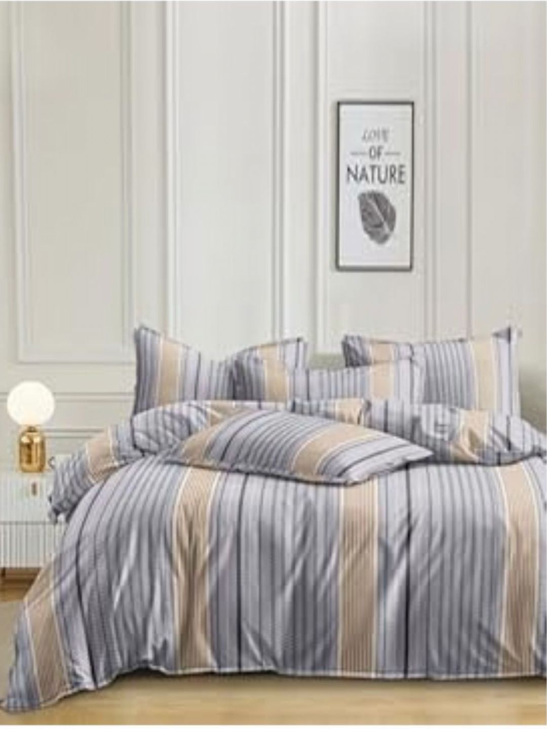 Crest Innovative Lives White & Grey Striped Microfiber Heavy Winter 400 GSM Double Bed Comforter-picture-23