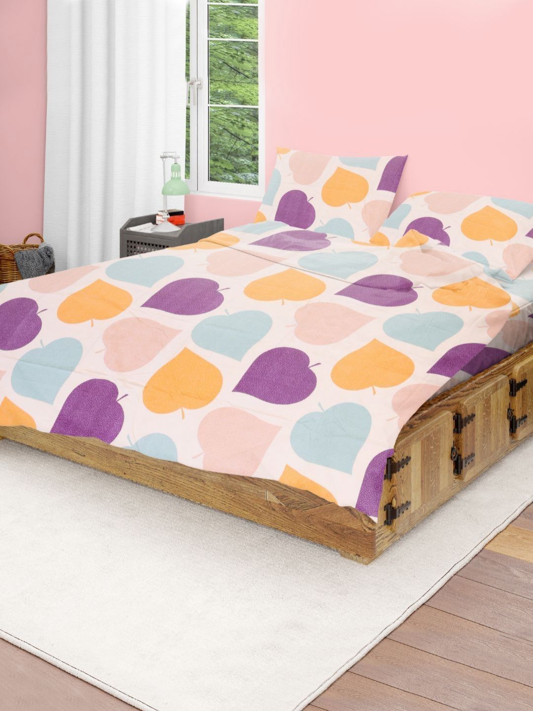 Crest Innovative Lives White & Purple Floral Microfiber Heavy Winter 400 GSM Double Bed Comforter-picture-10