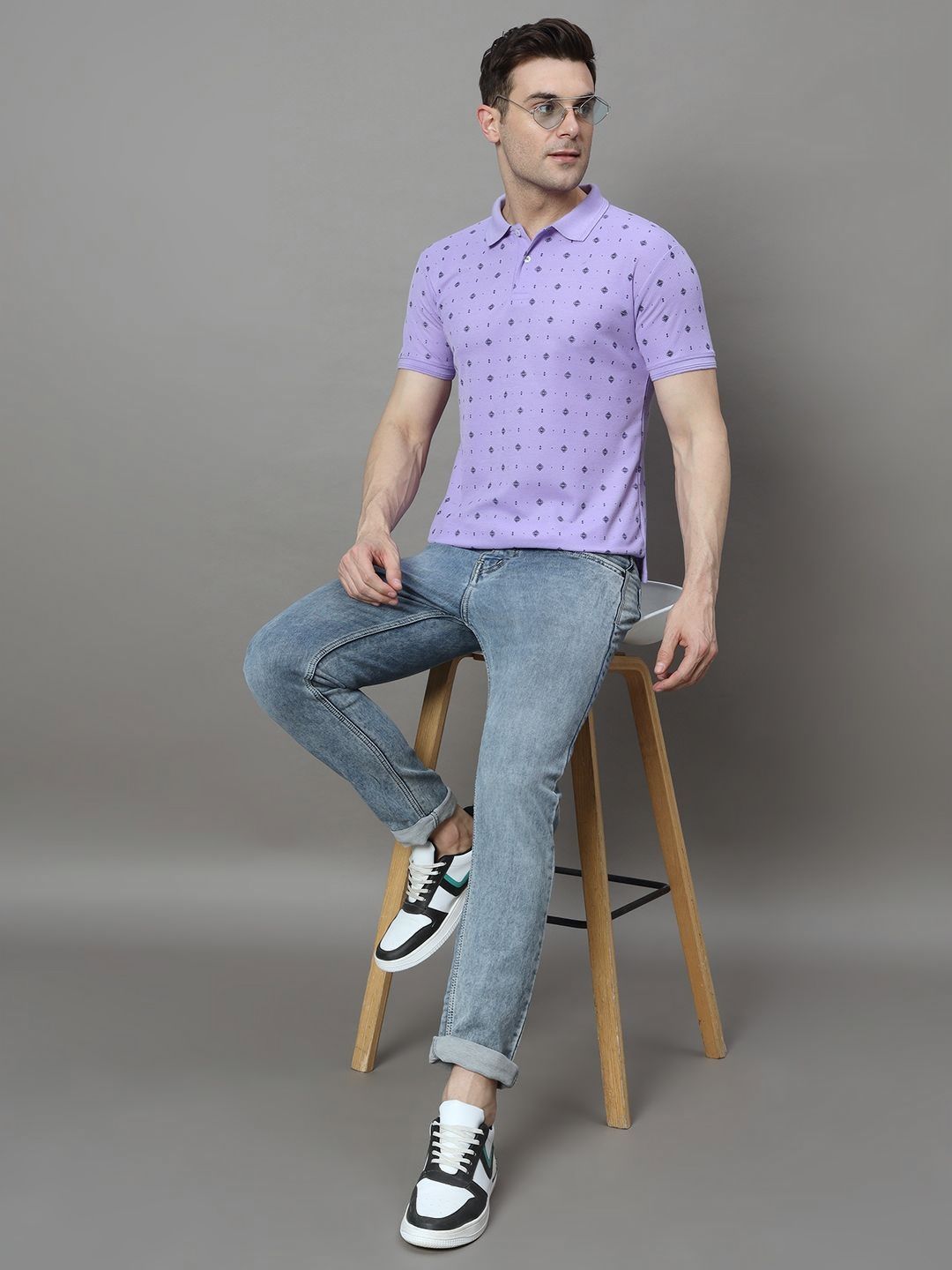 Buy SZN Men Abstract Printed Polo Collar Cotton T Shirt - Tshirts for ...