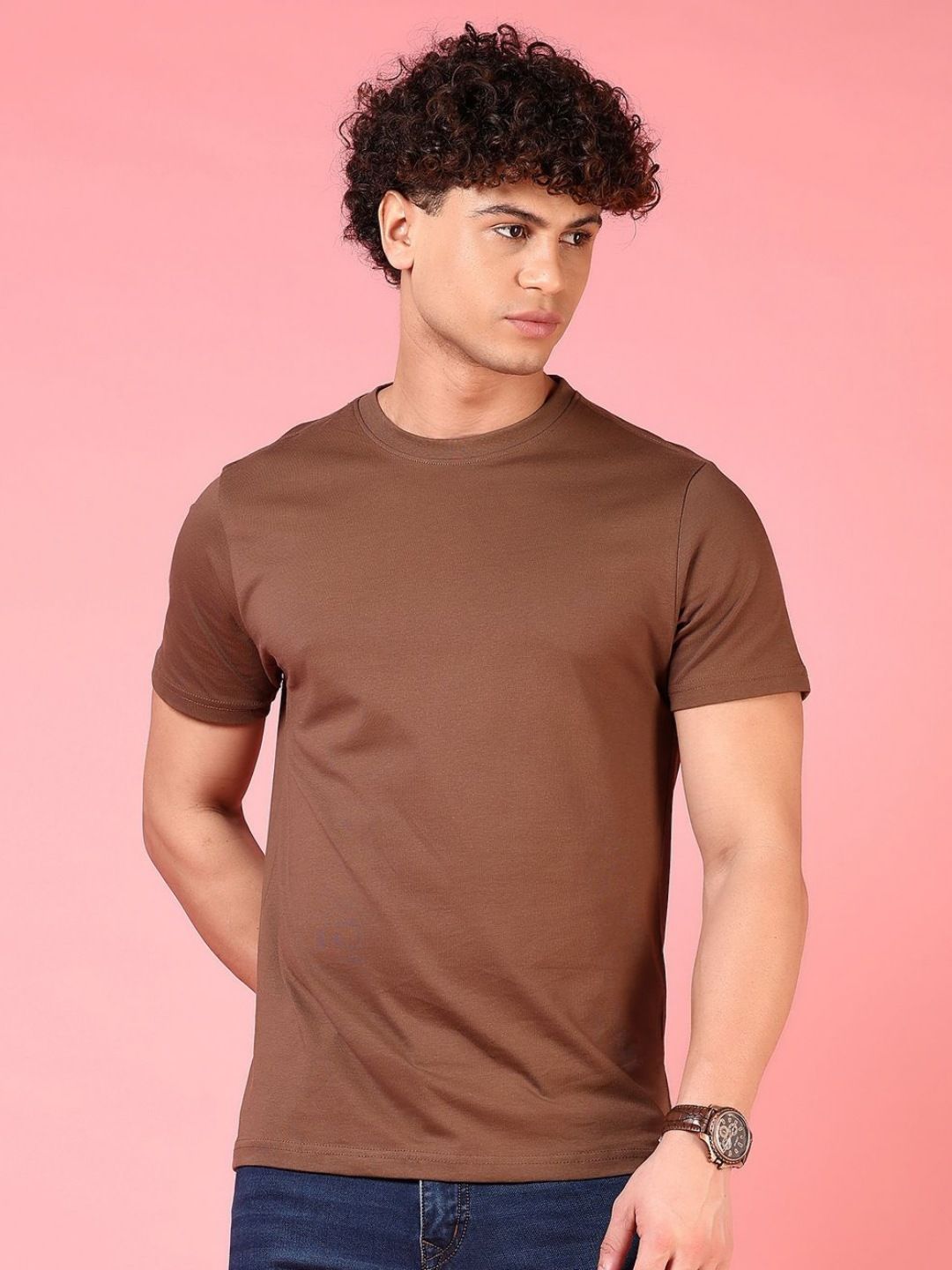 V-Mart Men Solid Round Neck Cotton T-shirt-picture-30