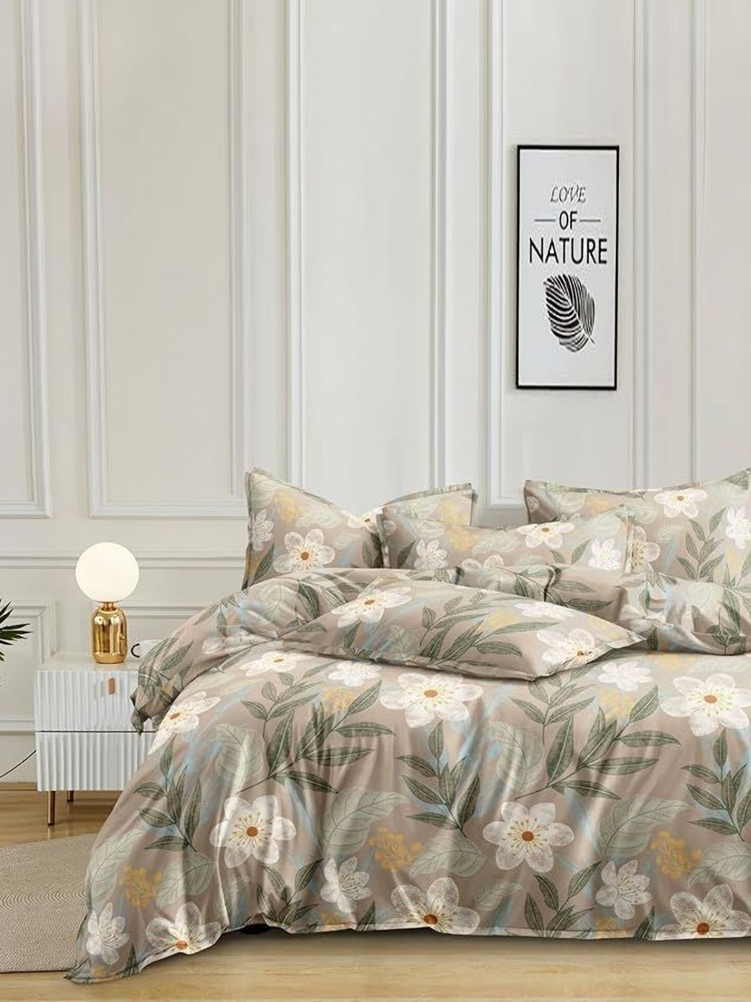 Crest Innovative Lives Brown & White Floral Microfiber Heavy Winter 400 GSM Double Bed Comforter-picture-24