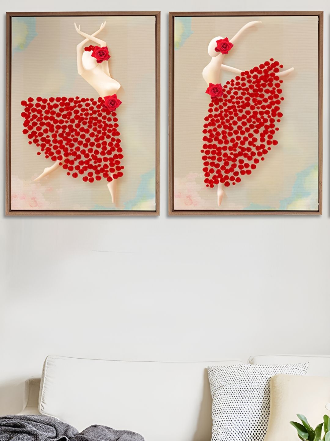 Myntra Elegant Homes Black & Red 2 Pieces Floral Theme Canvas Wall Art-picture-27