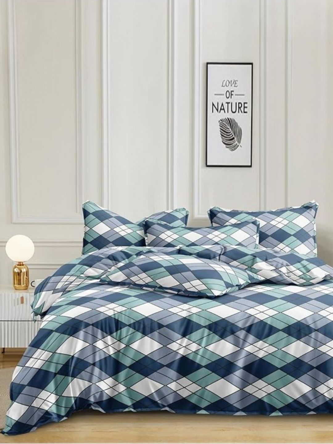 Crest Innovative Lives White & Blue Floral Microfiber Heavy Winter 400 GSM Double Bed Comforter-picture-19