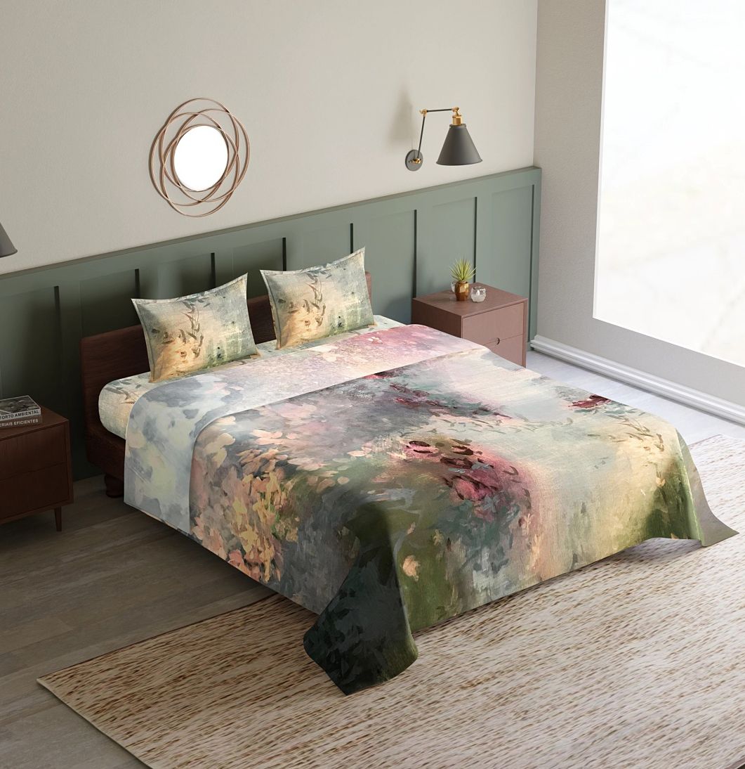 Synergized Cotton Haven Grey & Pink Printed 300 TC King Bedsheet Set-2.74 m x 2.74 m-image-41