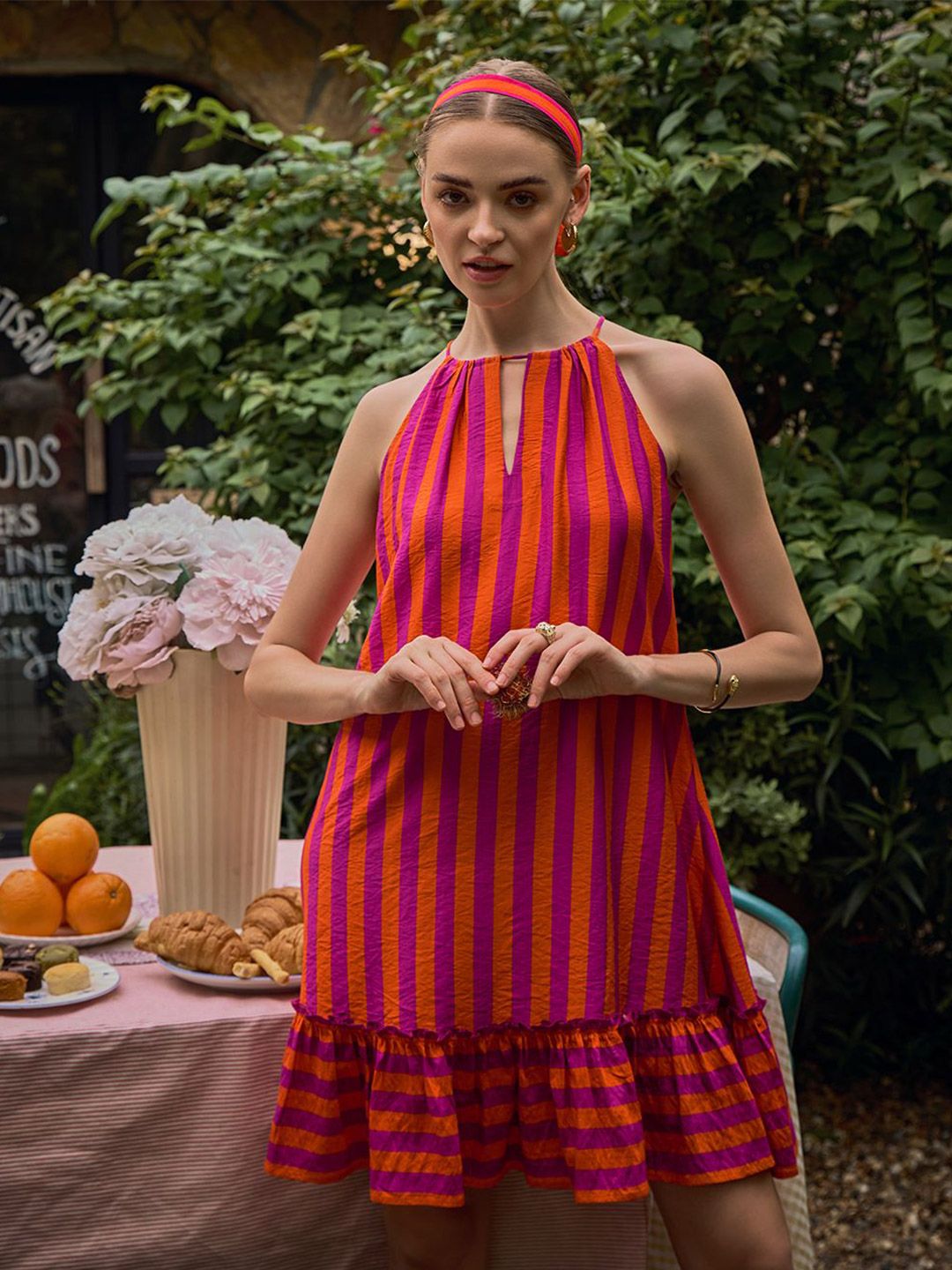 HOUSE OF FETT Striped A-Line Dress-image-38