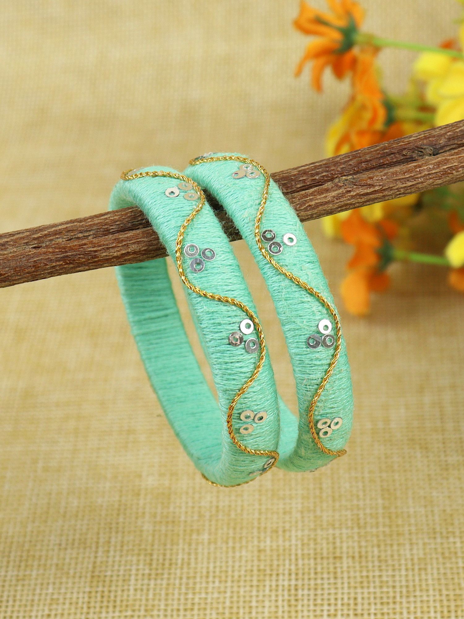 Asthetika Kids Set Of 2 Taara with Golden Thread Bangles-picture-17