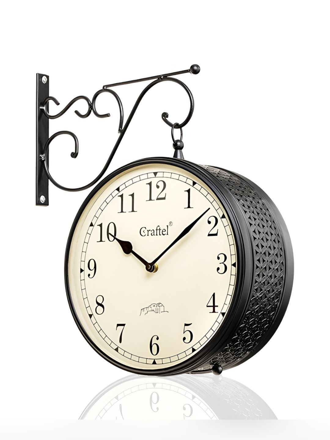 CRAFTEL Black Ethnic Motifs Textured Analogue Metal Round Vintage Wall Clock-image-15