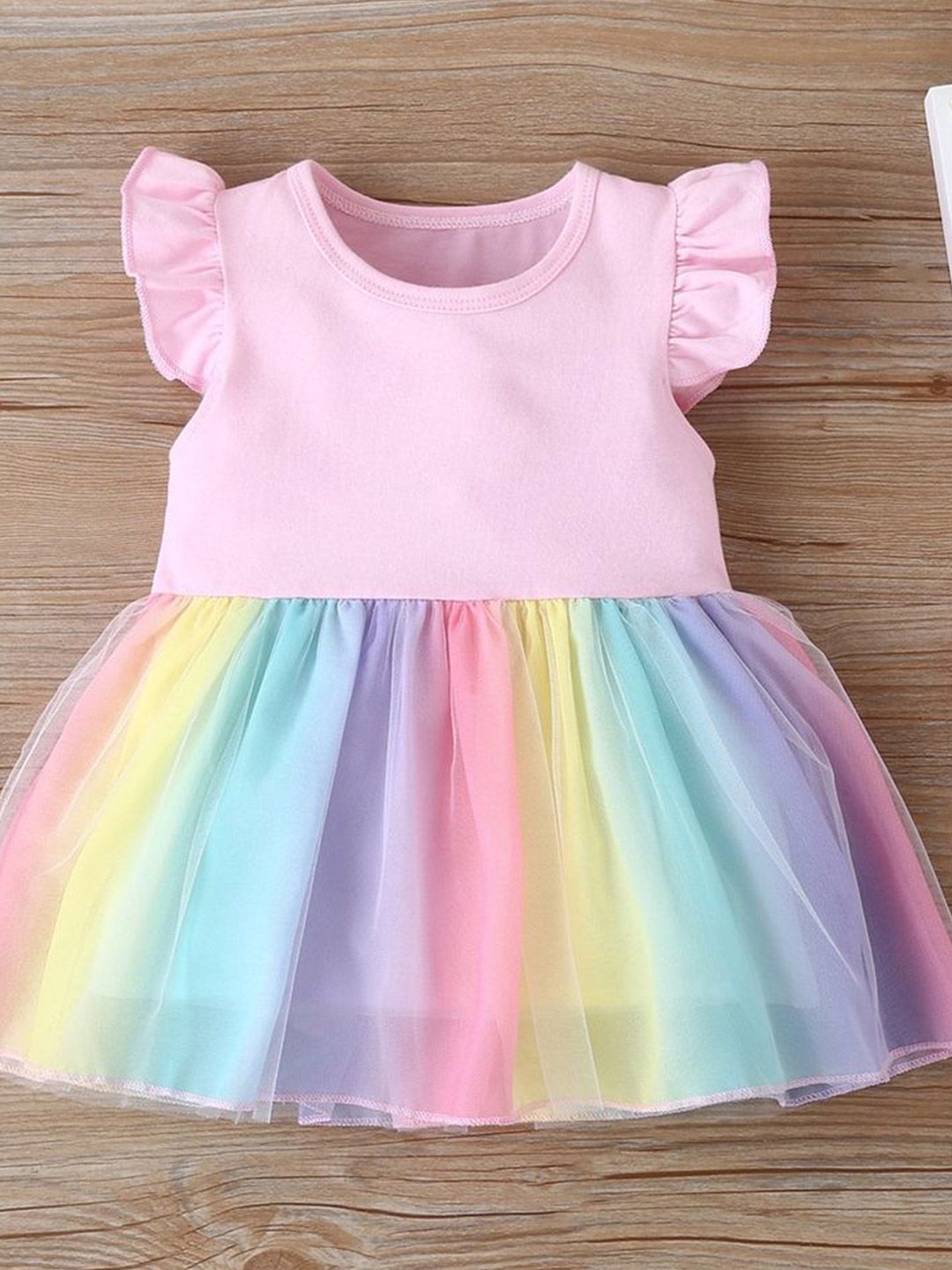 LULU & SKY Striped Flutter Sleeve A-Line Dress-picture-37