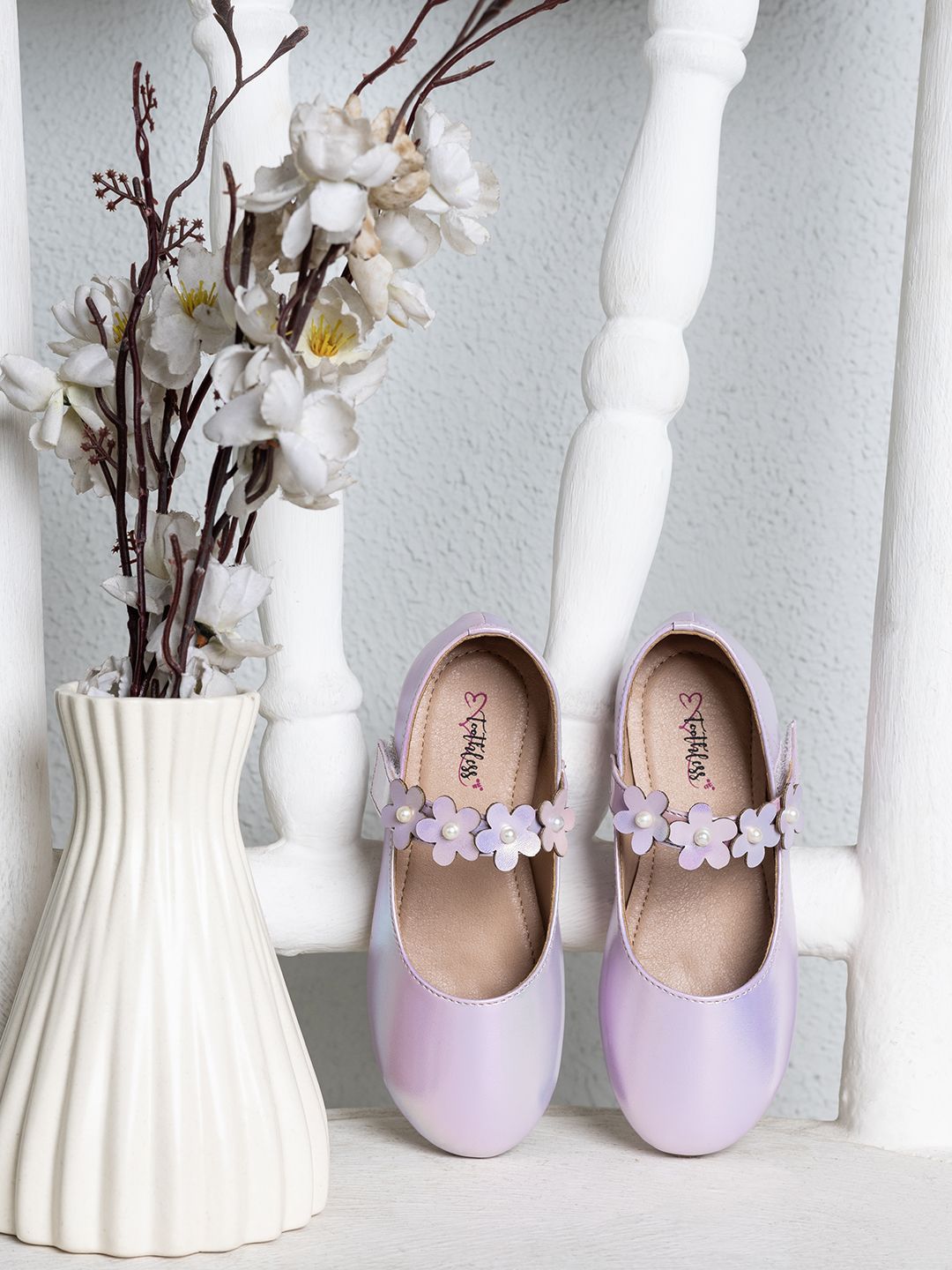 toothless Girls Floral Pearls Embellished Ballerinas-picture-35