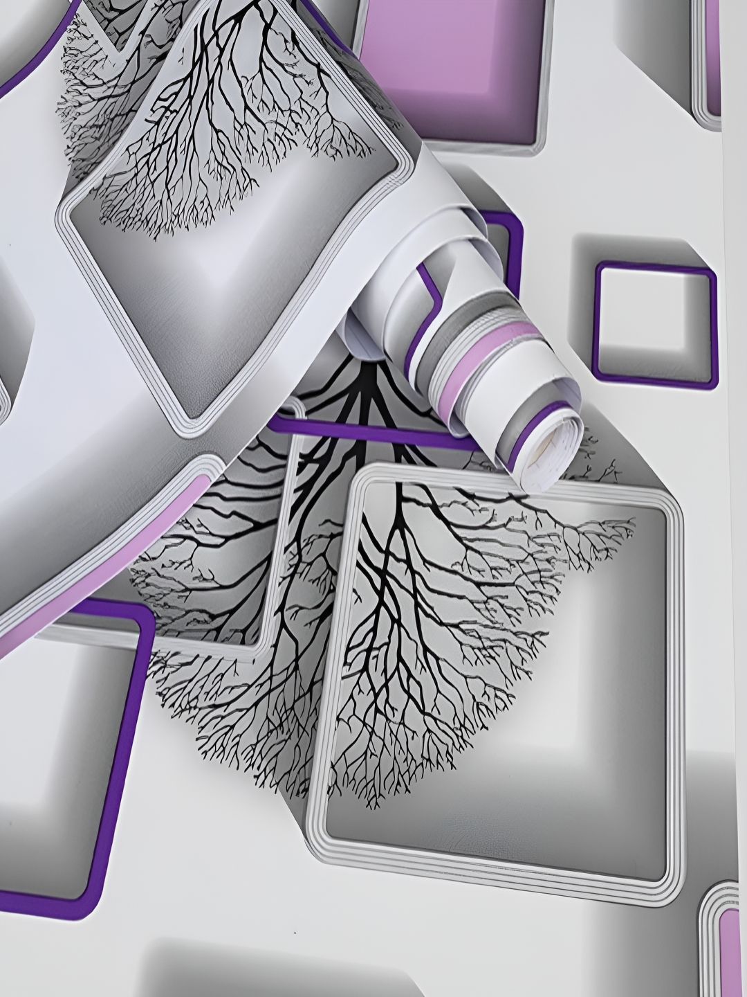 ANNA CREATIONS White & Purple Printed Self-Adhesive Waterproof Wallpaper-picture-25