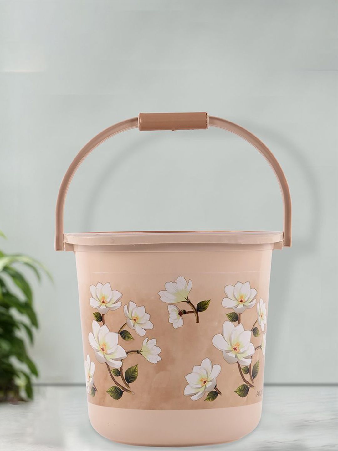 Kuber Industries Brown & White Floral Printed Bucket 18L-picture-49