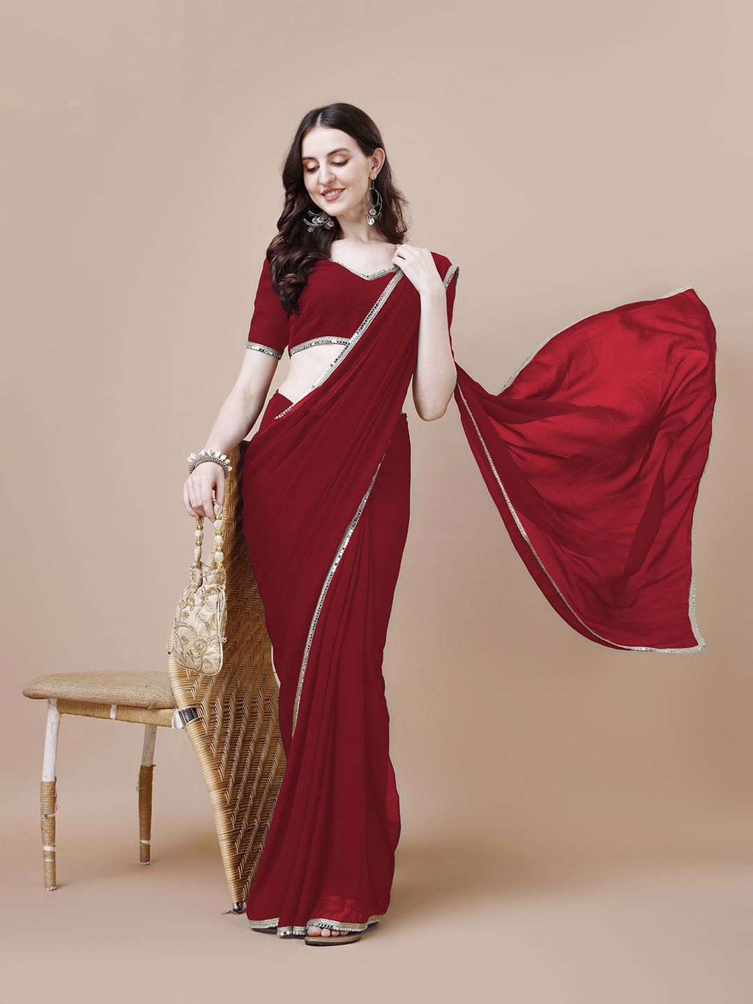 Rensa Embellished Mirror Work Pure Georgette Saree-picture-41
