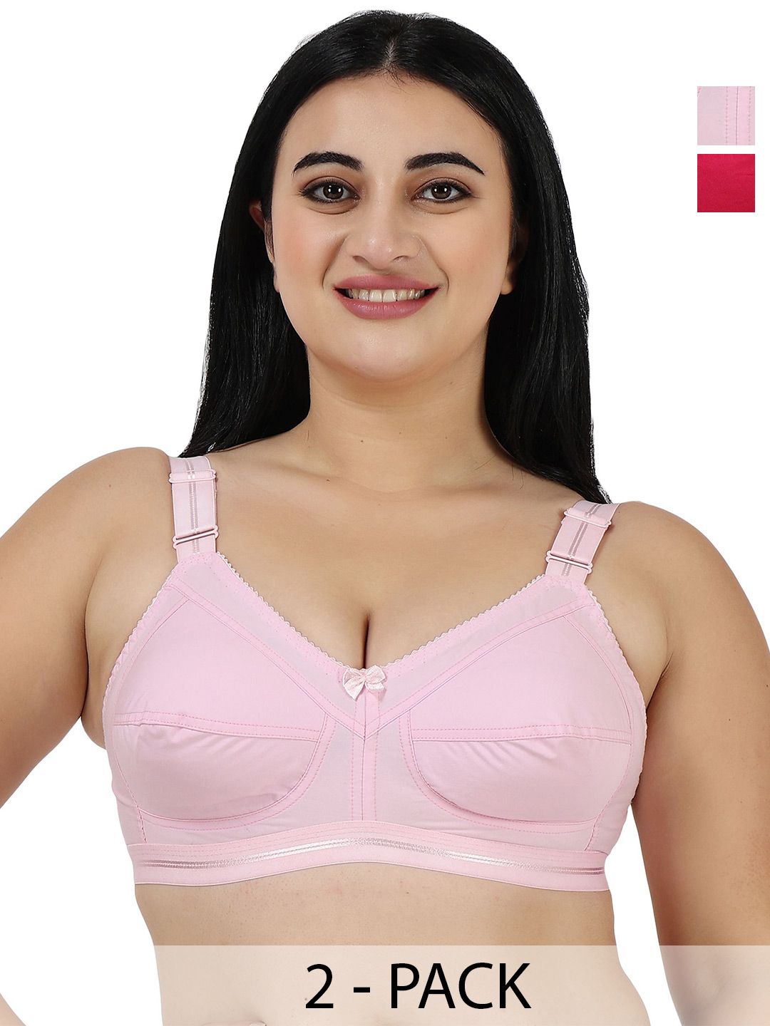 LADYLAND Women Pack Of 2 Cotton Full Coverage Everyday Bra