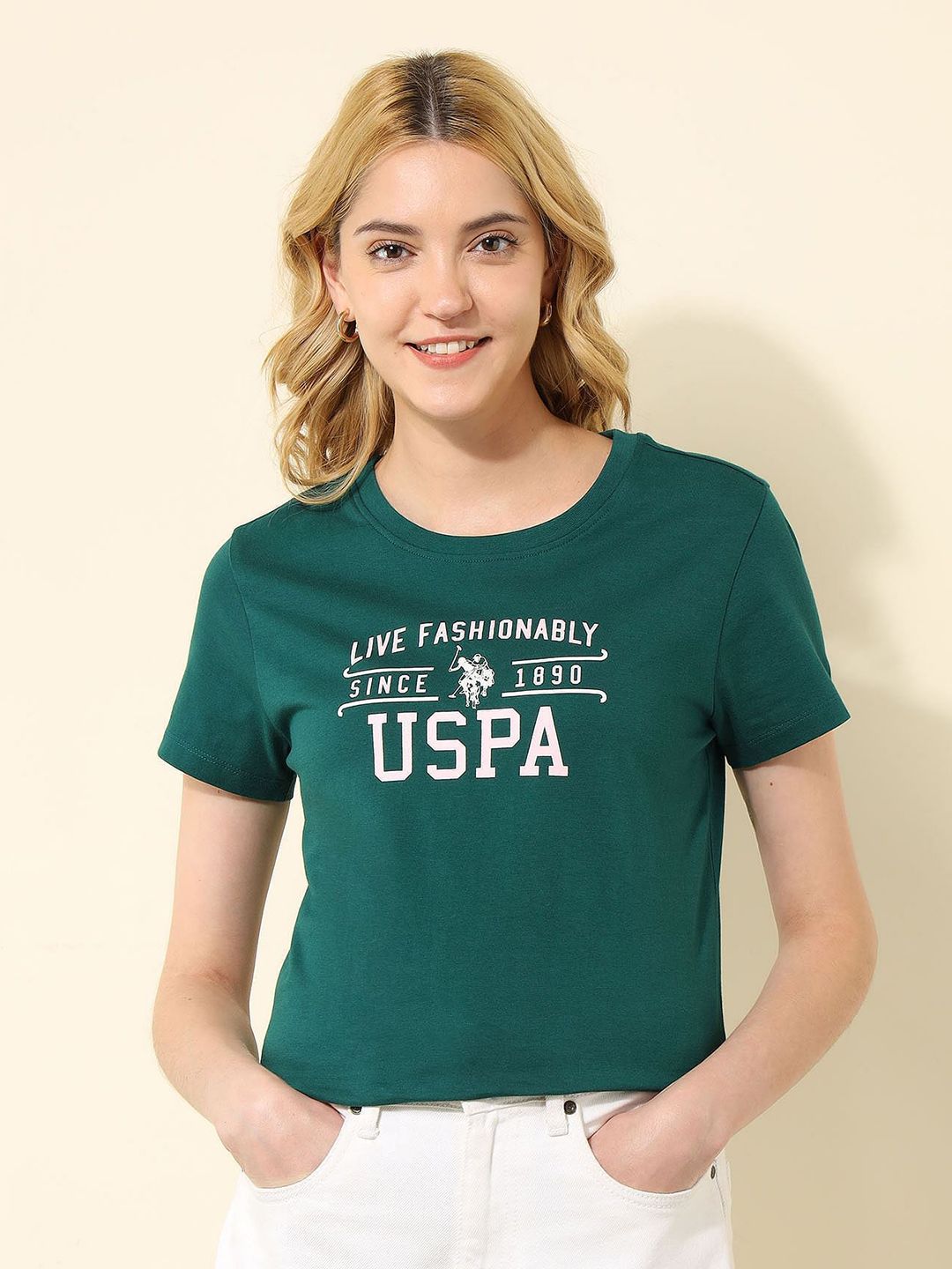 U.S. Polo Assn. Women Regular Fit Typography Printed Round Neck Cotton T-shirt-picture-14