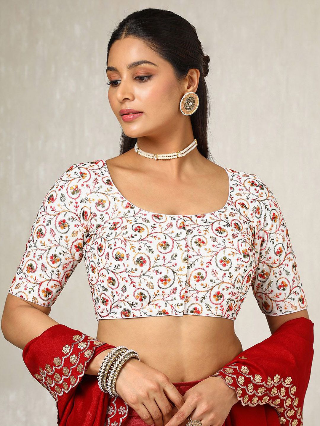 Soch Embroidered U Neck Saree Blouse With Sequins-picture-51