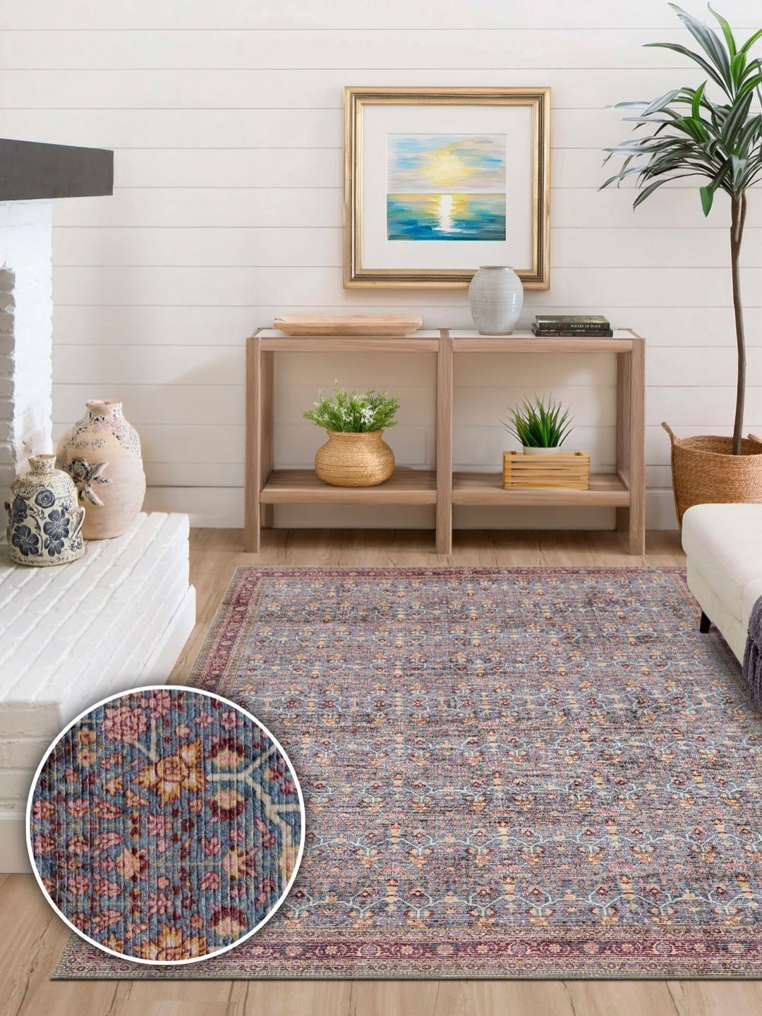 Kaleen India Grey Traditional Anti-Skid Polyester Carpet-image-49