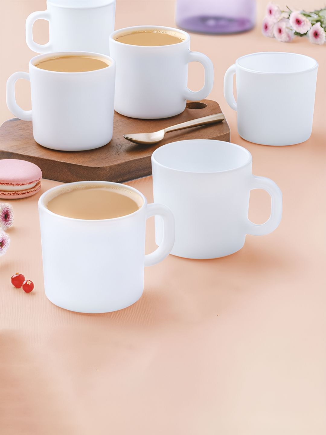 Larah by BOROSIL White 6 Pcs Opalware Matte Mugs 180 Ml-picture-10