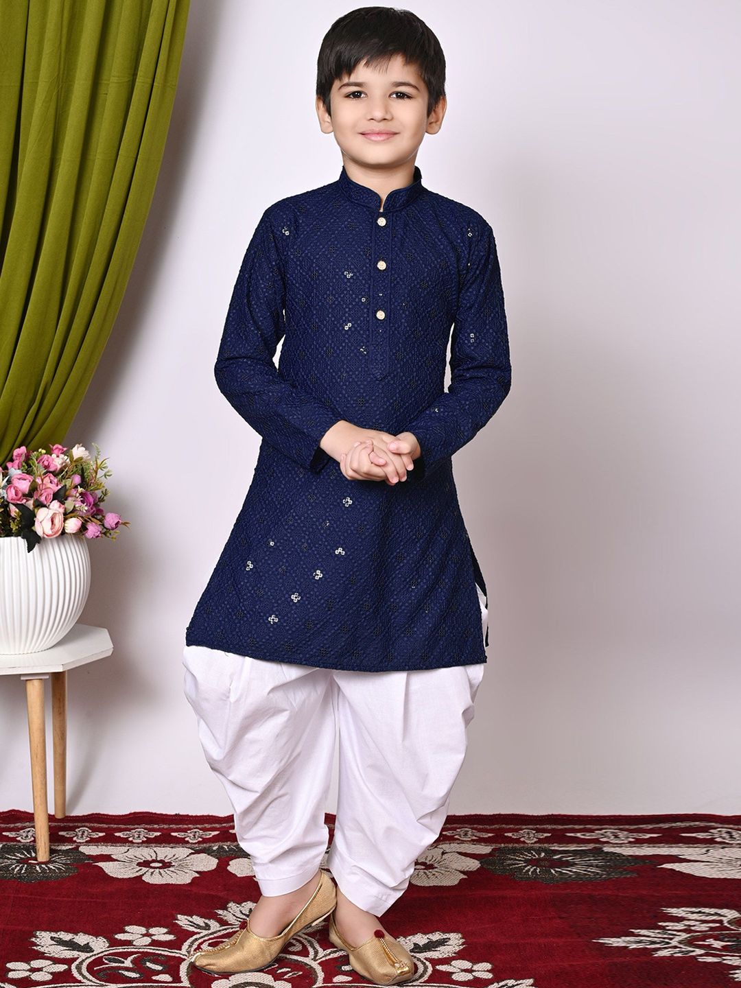 Cae Boys Ethnic Motifs Embroidered Regular Thread Work Kurta with Patiala-picture-10