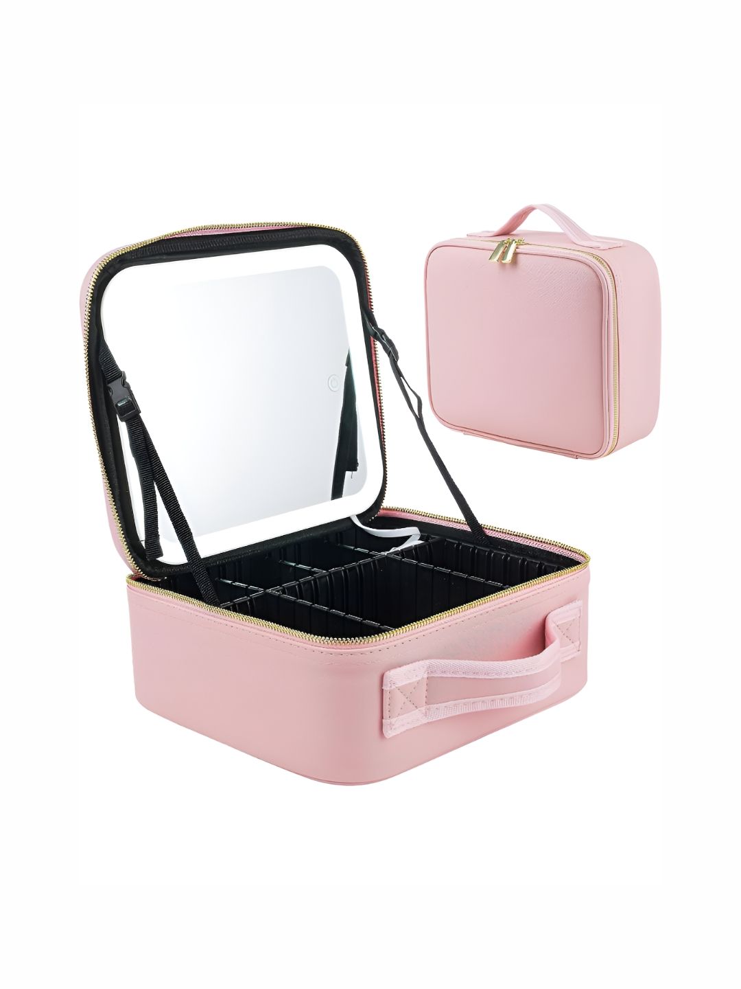 HOUSE OF QUIRK Pink Setting Lighted Mirror Adjustable Makeup Organiser-image-41