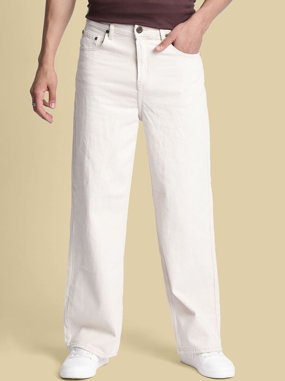 Bene Kleed Men Wide Leg Low Distress Jeans