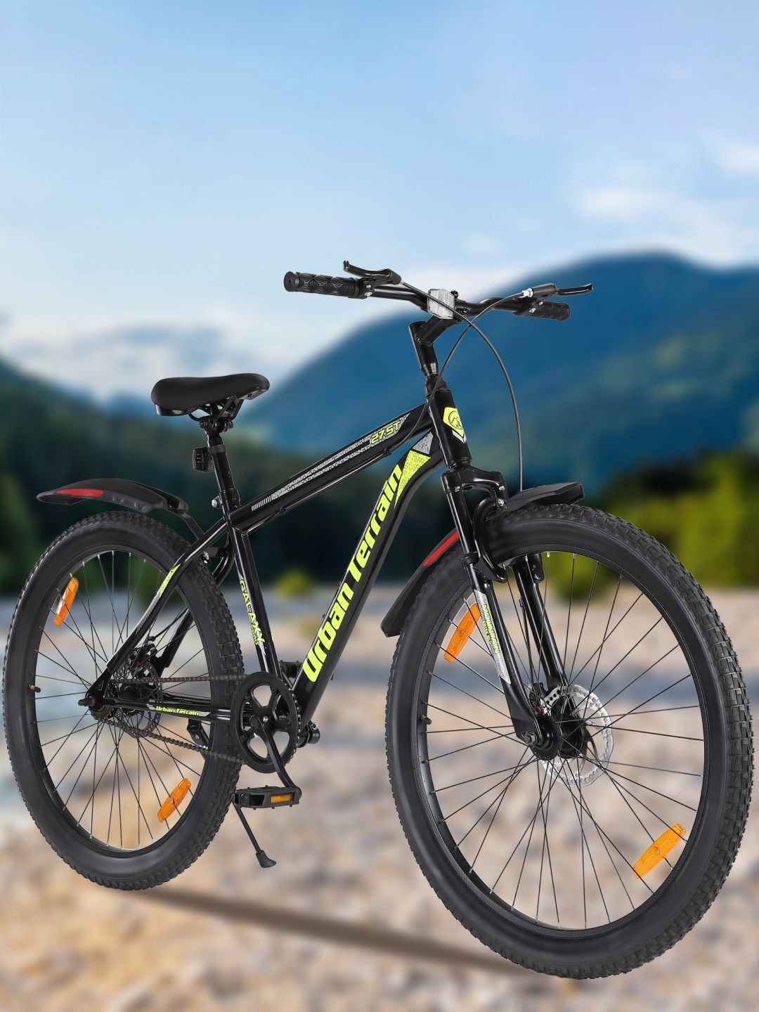 URBAN TERRAIN Galaxy Pro Steel 27.5T Single Speed Mountain Cycle, Green