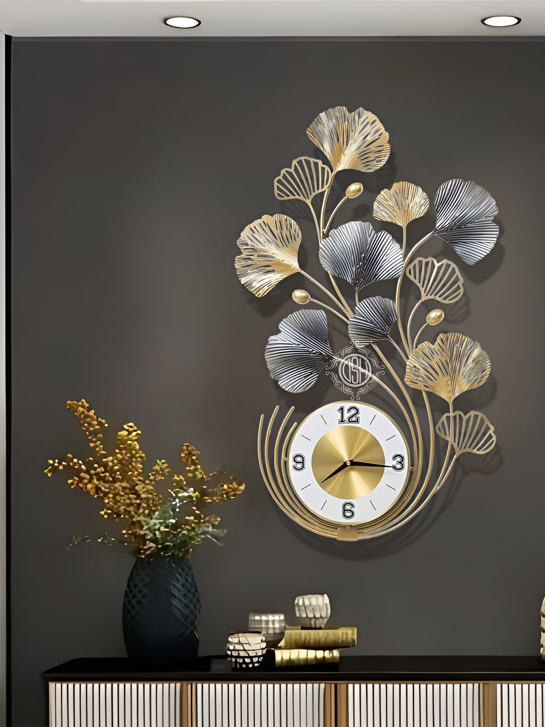 DSH Crafting Your Curiosity White & Gold-Toned Floral Contemporary Analogue Wall Clock