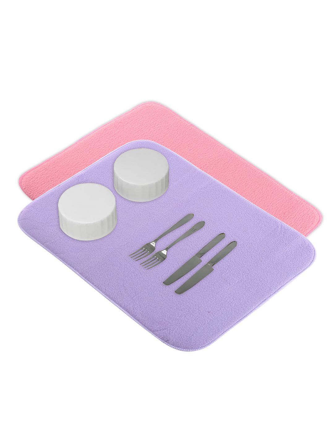 Kuber Industries 2-Pc Pink & Purple Non Slip Dish Drying Mats