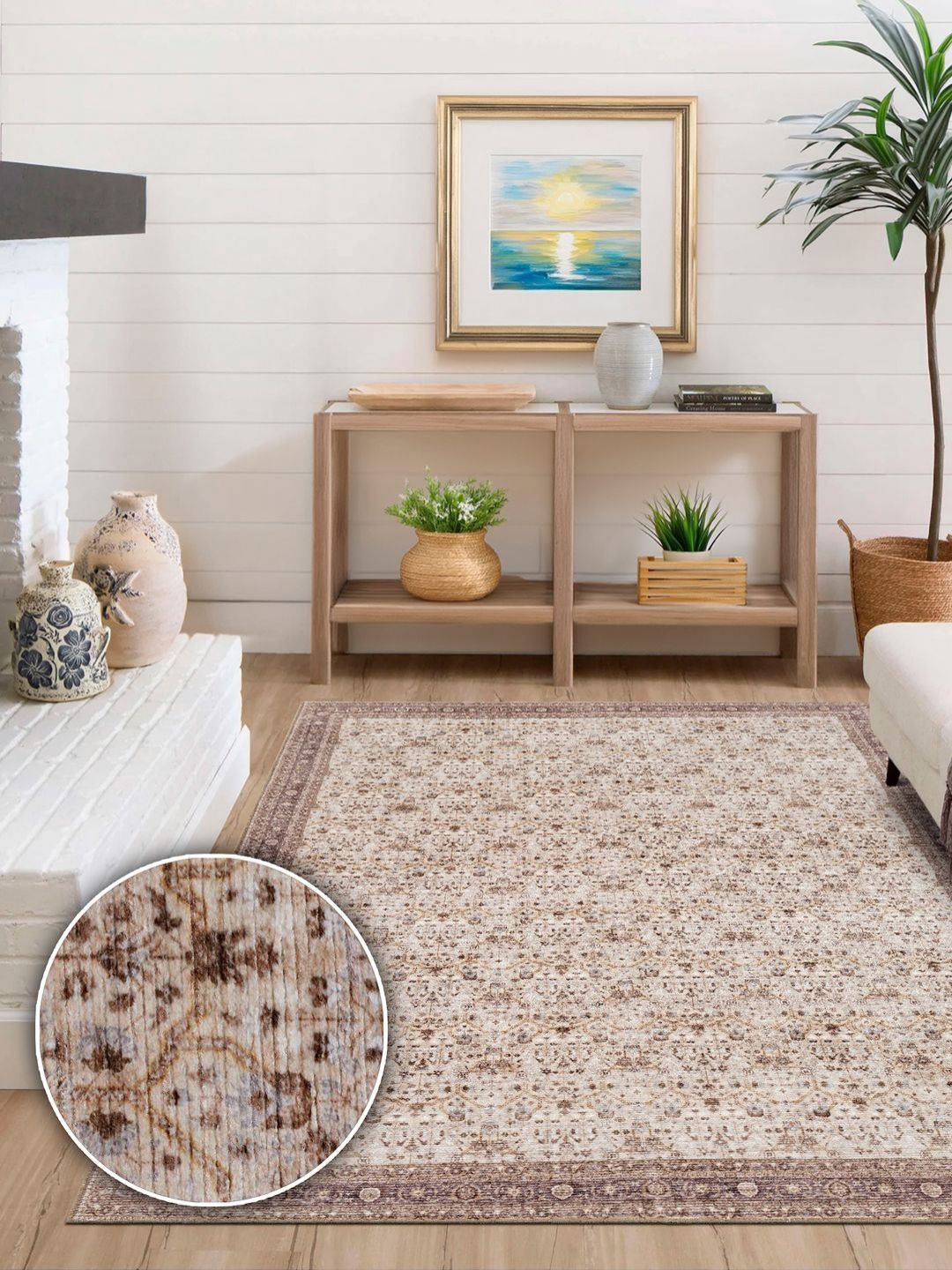 Kaleen India Beige Traditional Anti-Skid Polyester Carpet-picture-30